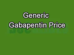 Generic Gabapentin Price