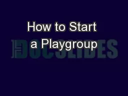 How to Start a Playgroup