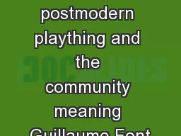 Magic, a postmodern plaything and the community meaning Guillaume Font