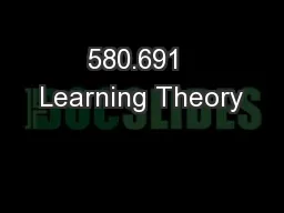 580.691  Learning Theory