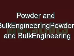 Powder and BulkEngineeringPowder and BulkEngineering