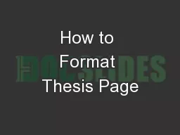 How to Format Thesis Page