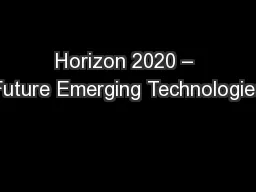 Horizon 2020 – Future Emerging Technologies