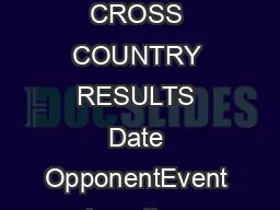 OAKLAND WOMENS CROSS COUNTRY RESULTS Date OpponentEvent Location Result AUG