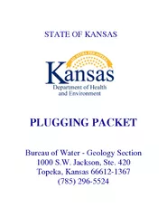 STATE OF KANSASPLUGGING PACKETBureau of Water Geology Section1000 S.W.