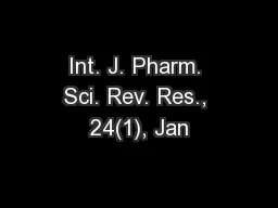 Int. J. Pharm. Sci. Rev. Res., 24(1), Jan
