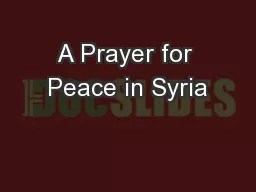A Prayer for Peace in Syria