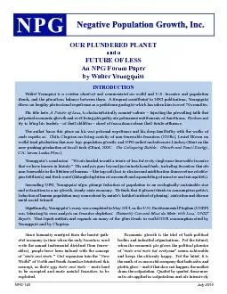 OUR PLUNDERED PLANET