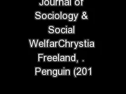 Journal of Sociology & Social WelfarChrystia Freeland, . Penguin (201