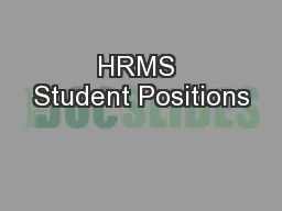 HRMS Student Positions