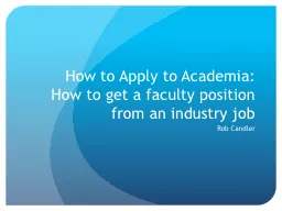 How to Apply to Academia:
