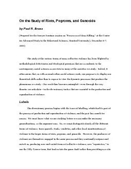 On the Study of Riots, Pogroms, and Genocide by Paul R. Brass (Prepare