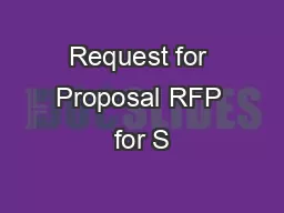 Request for Proposal RFP for S