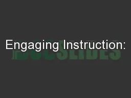 Engaging Instruction: