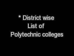 * District wise List of Polytechnic colleges