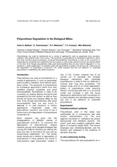 Polyurethane Degradation in the Biological Milieu117