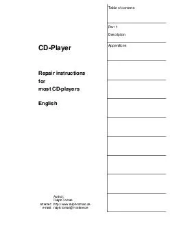 Table of contents Part  Description CDPlayer Appendices Repair instructions for most CDplayers