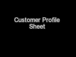 Customer Profile Sheet 