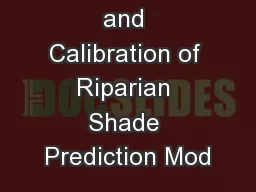 Validation and Calibration of Riparian Shade Prediction Mod