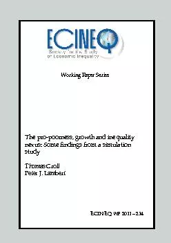 Working Paper SeriesThe propoorness, growth and inequality nexus: ome