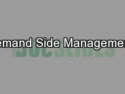 Demand Side Management: