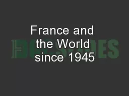 France and the World since 1945