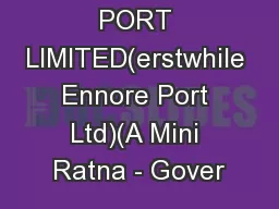 KAMARAJAR PORT LIMITED(erstwhile Ennore Port Ltd)(A Mini Ratna - Gover