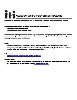 Advances in Consumer Research (Volume 39) / 851Mariadoss, Babu John, R