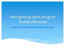 Recognizing and Caring for Sudden Illnesses