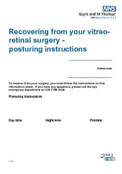 Recovering from your vitreo-retinal surgery 