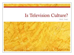 Is Television Culture?