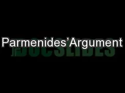 Parmenides’Argument