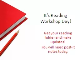 It’s Reading Workshop Day!