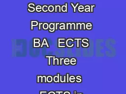 Celtic Civilisation Second Year Programme BA   ECTS Three modules  ECTS in Semester I
