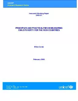 Innocenti Working Paper 2005-01 PRINCIPLES AND PRACTICALITIES IN MEASU