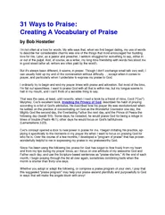31 Ways to Praise: Creating A Vocabulary of Praise
