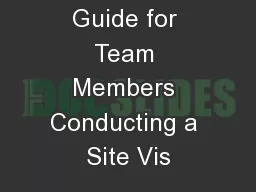 Guide for Team Members Conducting a Site Vis
