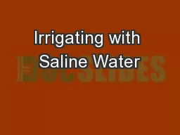 Irrigating with Saline Water