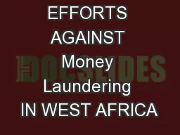 EFFORTS AGAINST Money Laundering IN WEST AFRICA