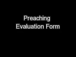 Preaching Evaluation Form