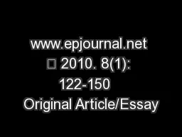 www.epjournal.net – 2010. 8(1): 122-150   Original Article/Essay