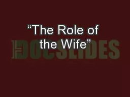 “The Role of the Wife”