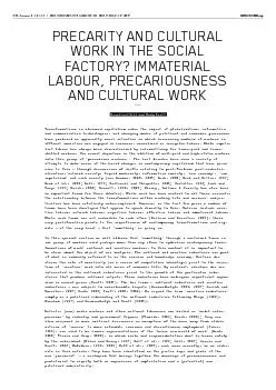 Issue # 16/13 : THE PRECARIOUS LABOUR IN THE FIELD OF ART PRECARITY AN