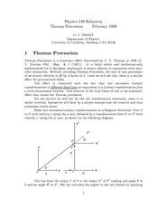 ysics139RelativitThomasPrecessionebruary1998G.F.SMOOTtofPhyofCaliforni