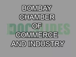 BOMBAY CHAMBER OF COMMERCE AND INDUSTRY
