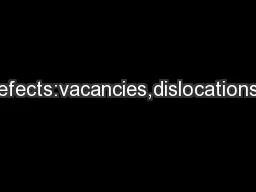 Asolidcontainsmanydefects:vacancies,dislocations,stackingfaults,graina
