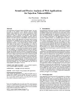 SoundandPreciseAnalysisofWebApplicationsforInjectionVulnerabilitiesGa