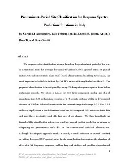 Predominant-Period Site ClassifiPrediction Equations in Italy by Carol