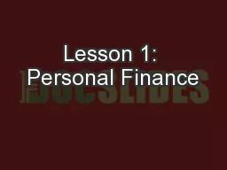 Lesson 1: Personal Finance
