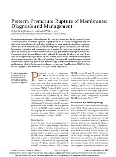 Preterm Premature Rupture of Membranes: Diagnosis and ManagementTANYA